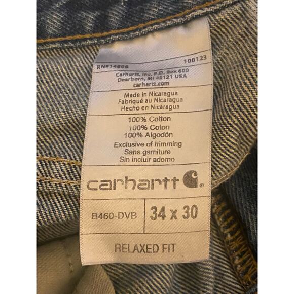 Carhartt Men's Blue Denim Relaxed Fit Jeans Size 34x30 - Picture 3 of 10